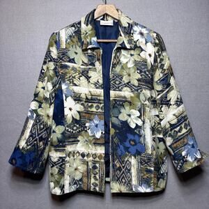 Alfred Dunner Abstract Floral Jacket 12 Artsy Statement Retro Boho **Read**